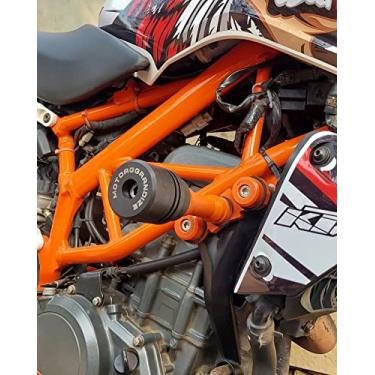 Imagem de Motoaggrandize Frame Sliders Crash Protectors for KTM Duke 125 | 200 | 250 | 390 Heavy Frame Sliders with Brackets Colour: Orange (Gen 1 and Gen 2)F