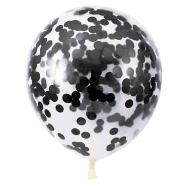 Imagem de KIT 10 Balão Decorativo Látex Balão Confete Balões Transparente Bexiga Decor Festa Aniversário(PRETO)