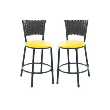 Imagem de Kit 2 banquetas banco baixo cozinha bares balcão - ESPAÇO JUNCO, AMARE