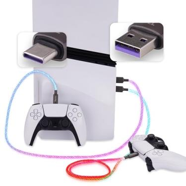 Imagem de PlayVital 3.28FT Illuminated Charging Cable for ps5 Controller, USB Type C Charging Cord for Xbox Core/Elite Series 2 / Switch 2 Pro Controller 2-Pack