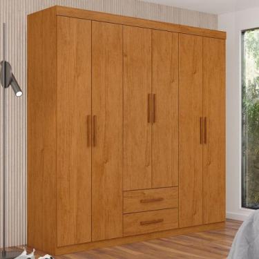 Imagem de Guarda-Roupa Solteiro Aurora 6 Portas 2 Gavetas Cinamomo - Carioca Móv