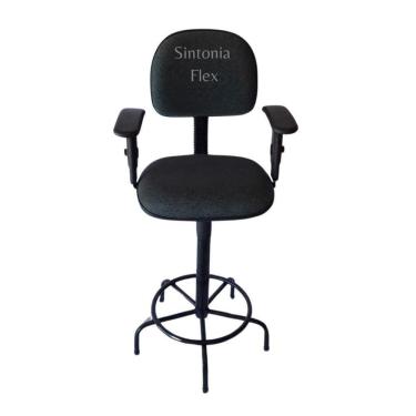 Imagem de Cadeira Secretaria Caixa Alta Braço Regulagem Altura A Gás