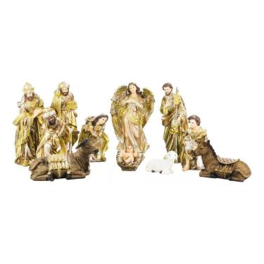 Imagem de Presépio Dourado 11 Peças 30cm - Enfeite Resina