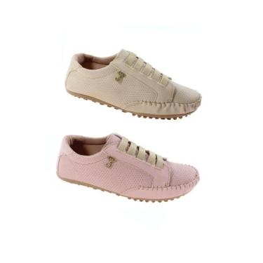 Imagem de Kit 2 pares de Tênis Mocatênis Feminino - Clara Maria, Bege, Rose, 35