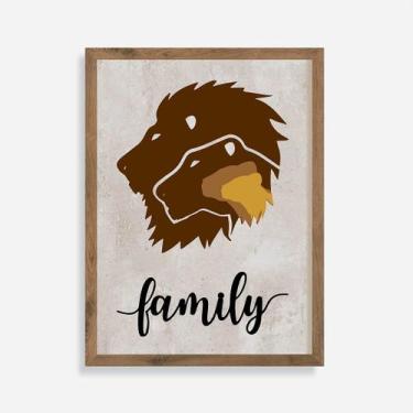 Imagem de Quadro Rústico Lion Family - Artesanato em Madeira - Arks Presentes