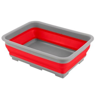 Imagem de Organizador de limpeza dobrável – Lavatório portátil multiuso, banheira de pratos ou balde de gelo com capacidade de 7,27 L para acampamento e tailgating da Wakeman (vermelho)