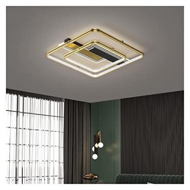 Imagem de Lustre moderno LED, luzes de teto modernas compatíveis com sala de jantar, quarto, luz LED, decoração de sala de estar, iluminação interna dourada e preta - Luminária, lustre LED moderno, lu