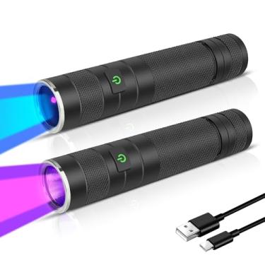 Imagem de WINDFIRE Lanternas UV 365 nm e 395 nm recarregáveis, lanterna de luz preta mini, mas potente, detector para urina de gato de estimação, manchas, cura de resina, vidro de urânio, pacote com 2