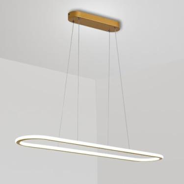 Imagem de Lustre linear LED com controle remoto, luminária pendente regulável para mesa de jantar, lustre quadrado moderno, iluminação de teto para cozinha, ilha, quarto, restaurante
