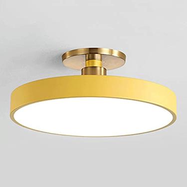 Imagem de Lustre nórdico moderno de teto, luminária semi-embutida com controle remoto, abajur de metal colorido com regulagem contínua, ideal para corredores e varandas