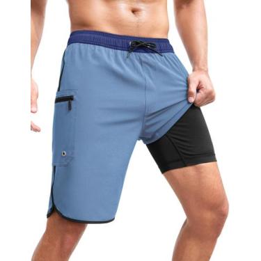 Imagem de Calções de banho SILKWORLD 2 em 1, roupa de banho masculina Quick Dry