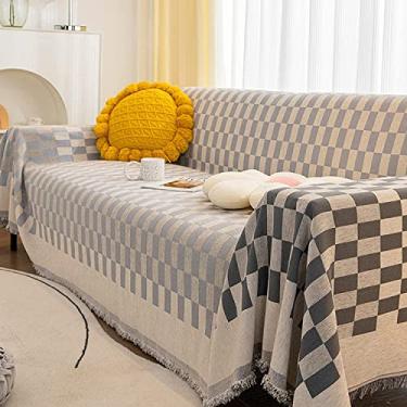 Imagem de Cobertor grande, macio e aconchegante quadriculado quadriculado quadrado decorativo para viagem sofá cama sofá, laranja, 180 x 300 cm (bege marrom 180 x 180 cm) (cinza escuro 180 x 260 cm)