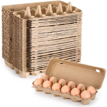 Imagem de Caixas De Ovos A Granel, Caixas De Ovos De Polpa Natural Em Branco Caixas De Ovos De Pato Comportam Até 12 Ovos Por Pacote Caixas De Ovos De Papelão Resistente, 20-Pack