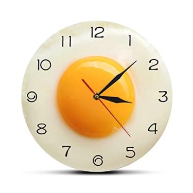 Imagem de Relógio de parede de ovo escalfado com ovo frito, relógio de gema de ovo, ponteiro digital, cantina, restaurante, relógio de parede acrílico