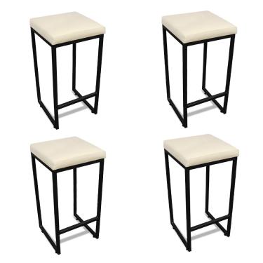 Imagem de Banqueta Alta para Cozinha Industrial Kit 4 Nick Preto e Sintético D03 - D'Rossi