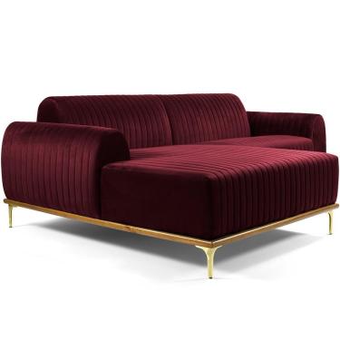 Imagem de Sofá 3 Lugares com Chaise Esquerdo Para Sala Molino 230 cm D02 Veludo Marsala C-278 -Lyam Decor