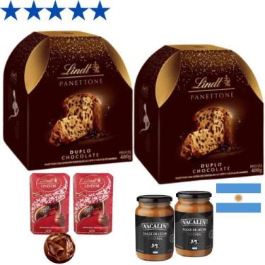 Imagem de Kit 2 Panetones Lindt Duplo Chocolate, Trufa e Doce de Leite