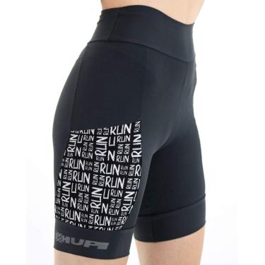 Imagem de Bermuda para Corrida de Compressão Hupi Run Run Feminina Longa, Cor: Preto, Tamanho: M