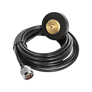 Imagem de Amazingxiax Base de antena magnética de montagem NMO com conector de cabo plugue N-J 5M 5,2 m RG-58 cabo coaxial para antena de rádio móvel de ônibus de carro táxi