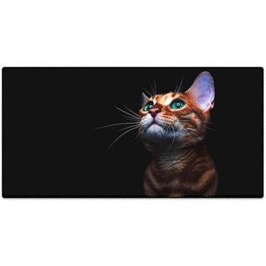 Imagem de Mouse Pad Gamer Extra Grande 70x35cm MP-7035C – Superfície Precisa em Tecido Premium, Base Emborrachada Antiderrapante, Bordas Costuradas, Conforto e Durabilidade (GATO, 700X350X3MM)