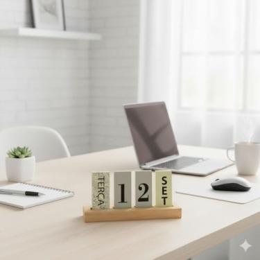 Imagem de Calendário de Mesa Decorativo com Plaquinhas – Ideal para Escritório, Sala e Home Office (Verde)