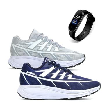 Imagem de Kit Tenis Esportivo Masculino Leve Confortavel Caminhada CrossFit + Relógio (CINZA-AZUL, BR, Adulto, Numérico, 42)