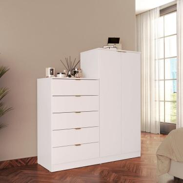 Imagem de Cômoda 5 Gavetas 2 Portas 127cm X 138cm Bella Branco
