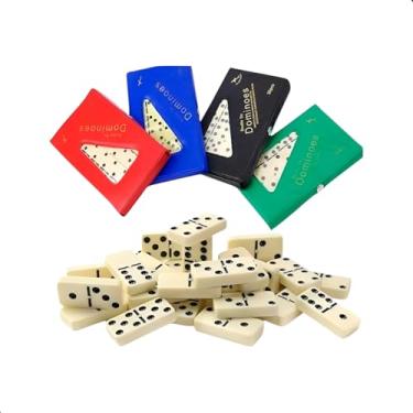Imagem de Dominó, 28 Peças em Osso Sintético, Peças 4 x 1,5 x 0,8 cm, Jogo de Mesa Clássico para Adultos e Família (Preto)