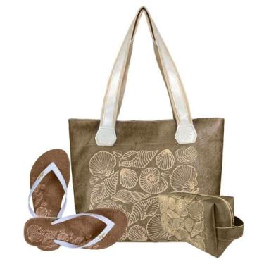Imagem de Kit Feminino Praia Bolsa Chinelo Necessaire Magicc Kit-240, 35/36