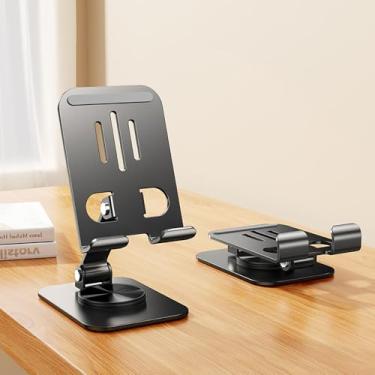 Imagem de Suporte de celular giratório de alumínio para mesa, suporte giratório ajustável para mesa com base giratória de 360 graus, suporte para tablet compatível com telefones de 4 a 9,7 polegadas e iPad