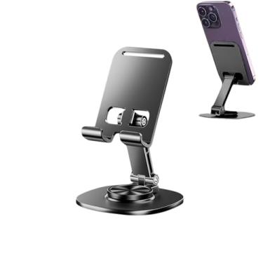 Imagem de Suporte de telefone ajustável para mesa 360 rotativo, dobrável, suporte de celular portátil, acessórios de mesa de escritório compatíveis com iPhone 16 15 14 13 Pro Max, smartphones, iPad (cinza)