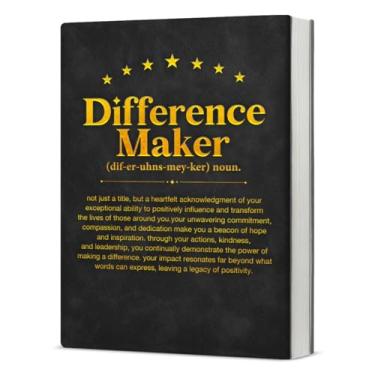 Imagem de Caderno Difference Maker, presentes de agradecimento para colegas de trabalho, treinador, mentor, chefe, professor, diário de couro com definição de criador de diferenças - ouro preto