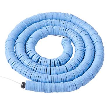 Imagem de 10 fios 4 mm contas de argila de polímero redondas planas fios de disco plano contas de argila espaçador de argila para diy boho pulseira colar brinco artesanato (azul centáurea)
