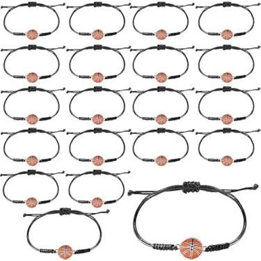 Imagem de 20 pulseiras esportivas ajustáveis, pulseiras de lembrancinhas de festa esportivas, berloque, bola de tênis, basquete, futebol, beisebol, para presentes