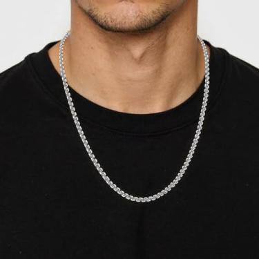 Imagem de Colar masculino e feminino delicado com corrente de 3 mm de largura, prata/preto/banhado a ouro 14K, joia de 45 a 81 cm, 22 inch (55cm)Opera Length, Aço inoxidável, Sem Pedra Preciosa