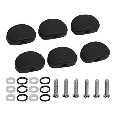 Imagem de XUXHOU 6 Botões de Cabeça de Máquina de Ajuste de Metal de ébano Preto, Botão de Guitarra Durável e Inodoro para Guitarras Elétricas, Acabamento Requintado (oval grande)
