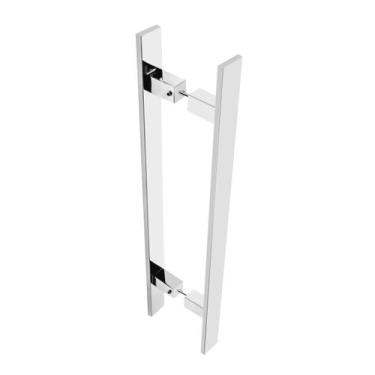 Imagem de Puxador Para Portas Em Aço Inox Eros Grego Metal 80cm, Alto Brilho