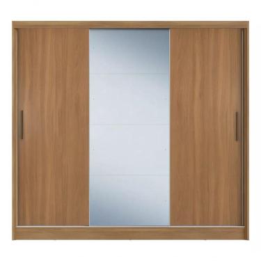 Imagem de Guarda Roupa Casal Dalila 3 Portas Com Espelho - Élpis Móveis Amendoa Touch