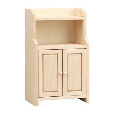 Imagem de Armário de madeira em miniatura Dollhouse em madeira compensada de bétula em escala 1:12