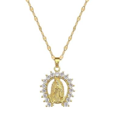 Imagem de MiiFort Colar de ouro com pingente católico milagroso da Virgem Maria, joia religiosa, presente de aniversário para mulheres, filha, irmã, avó, neta