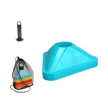 Imagem de oshhni 10 peças de cones triangulares de futebol para treinamento de agilidade de futebol com suporte marcador de campo de para gramado de, Azul