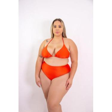 Imagem de Biquini Feminino Cos Alto Hot Paint Plus Size Forrado Top Cortininha -
