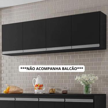 Imagem de Armário de Geladeira Aereo 4 Portas Andreia 150cm AJL Móveis, Preto