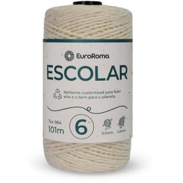 Imagem de Barbante Euroroma Escolar CRU 100G 4/6 Fios Rolo 101M PCT com 06