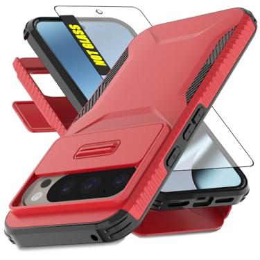 Imagem de AWZHYDT Capa para Google Pixel 10 Pro XL e 9 Pro XL | Capa de câmera deslizante integrada e protetor de tela [2 em 1] Capas protetoras resistentes à prova de choque (17,3 cm/vermelho)