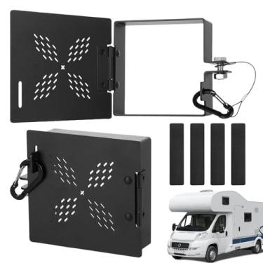 Imagem de LOVYNO Pacote com 2 tampas de alumínio para para-choques para para-choques quadrados de 10 cm, capa de armazenamento de mangueira de esgoto segura com orifícios de ventilação, serve para trailer de