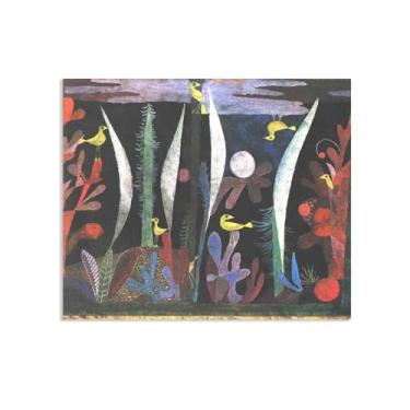 Imagem de Zeichn8u Paul Klee Canvas Wall Art Paisagem com Pássaros Amarelos Pôster Vintage Clássico Pintura a Óleo Pintura Mestre Impressão Adequada Sala de Estar Escritório Decoração de Parede Legal 48x40cm