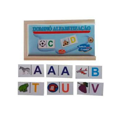Imagem de Jogo de Dominó Alfabetização em Mdf 28 Peças