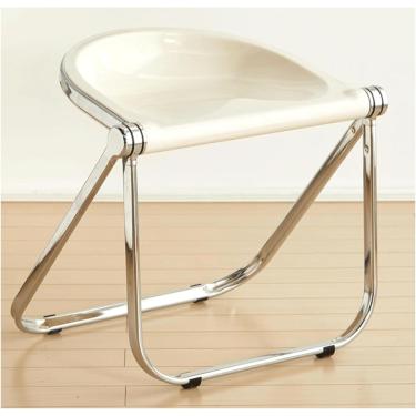 Imagem de Cadeira De Jantar De Plástico, Cadeira De Cozinha Moderna Sem Braços Com Estrutura De Metal E Almofadas Antiderrapantes, Cadeira Dobrável Para Sala De Jantar, White