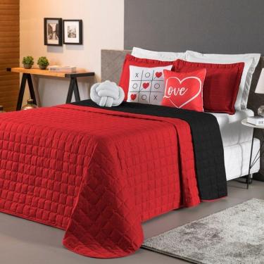 Imagem de Kit Cobre Leito Sonho Queen 08 Peças Barato - Vermelho -preto